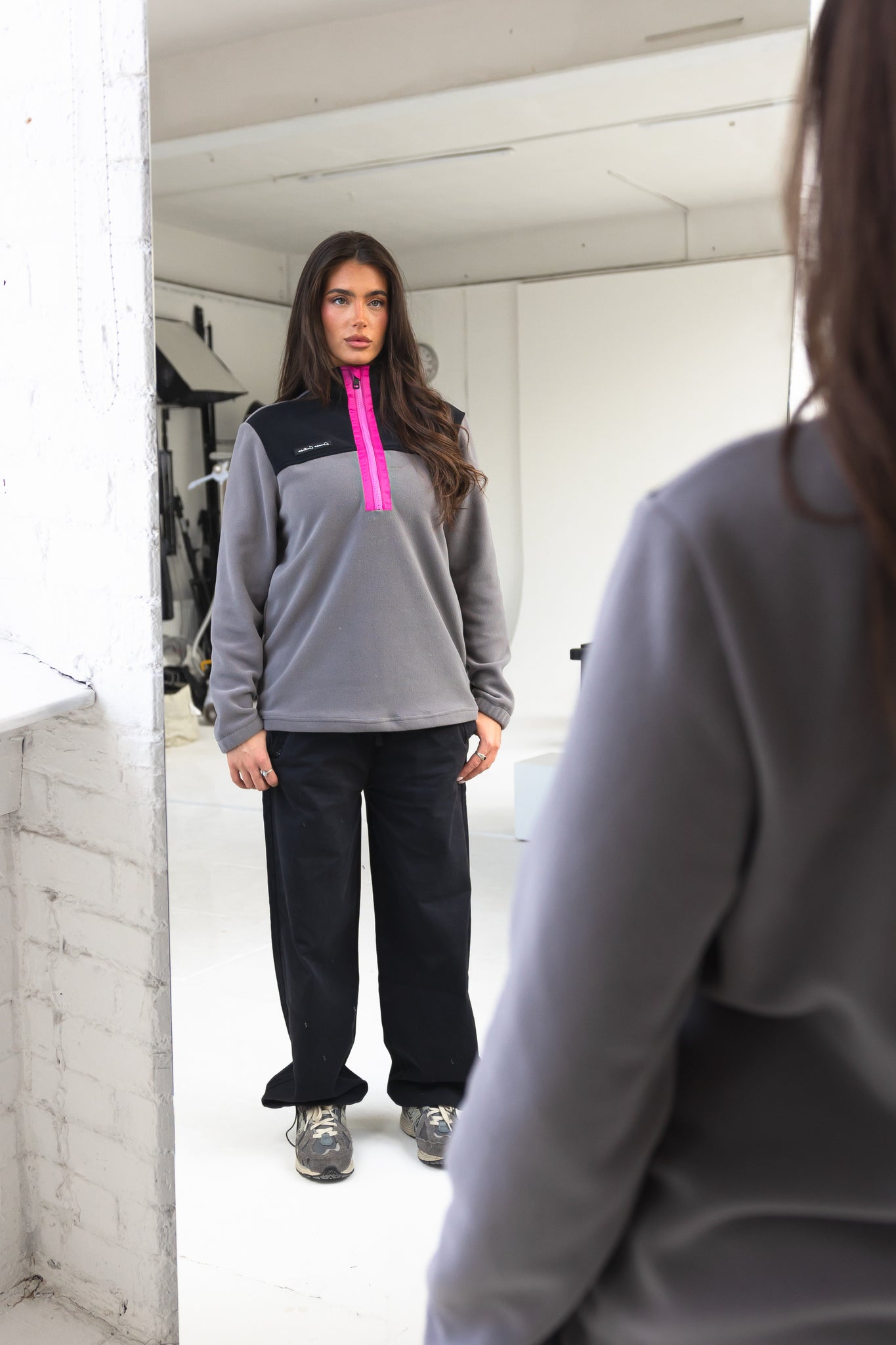 Freyja 1/2 Zip Fleece Black / Charcoal / Pink