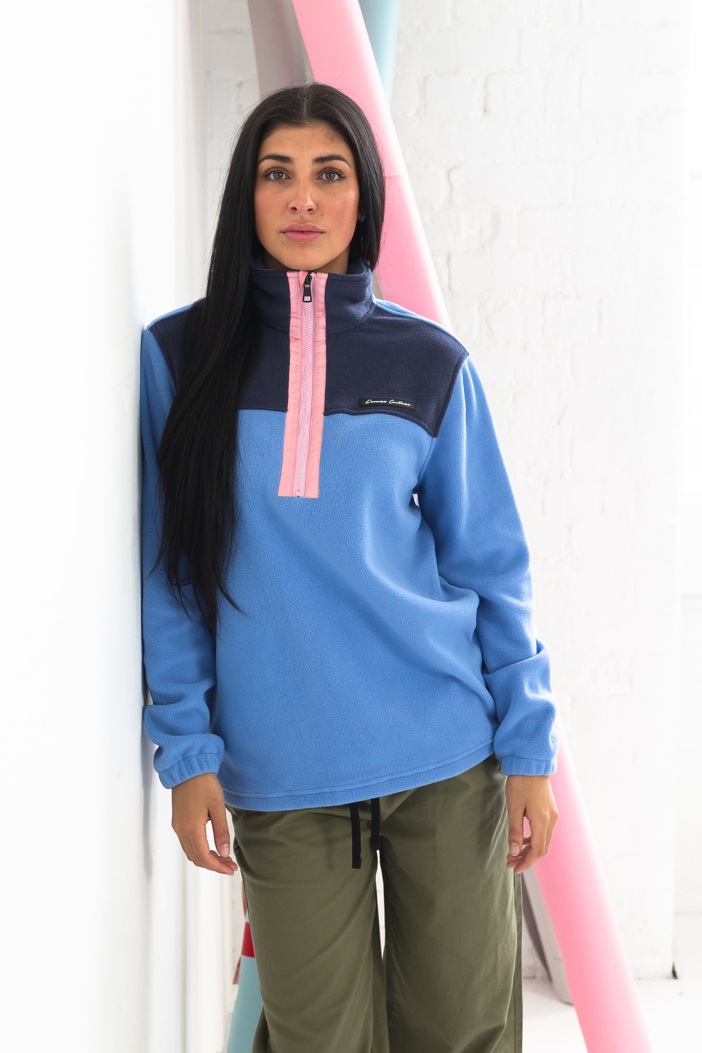 Freyja 1/2 Zip Fleece Navy / Blue / Coral